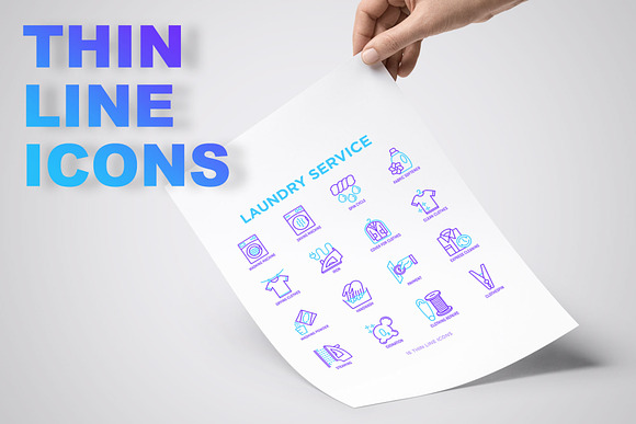 Laundry Service | 16 Thin Line Icons in Icons - product preview 2