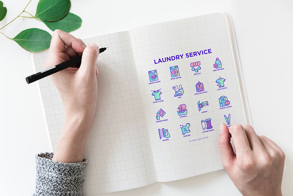 Laundry Service | 16 Thin Line Icons in Icons - product preview 3