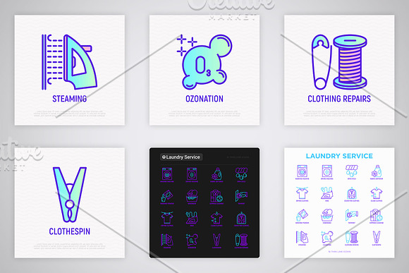 Laundry Service | 16 Thin Line Icons in Icons - product preview 6