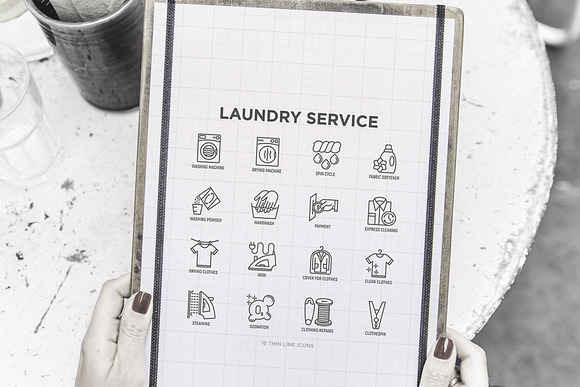 Laundry Service | 16 Thin Line Icons in Icons - product preview 9