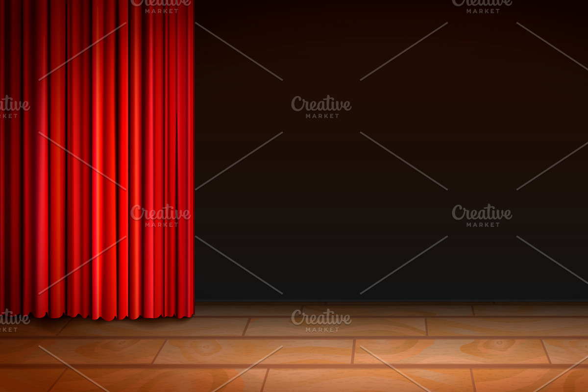 Wooden stage with dark background in Illustrations - product preview 8