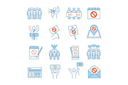 Protest action color icons set
