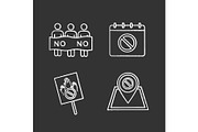 Protest action chalk icons set