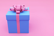Painted Blue Gift Box on pink