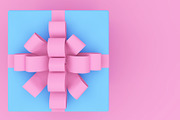 Painted Blue Gift Box on pink