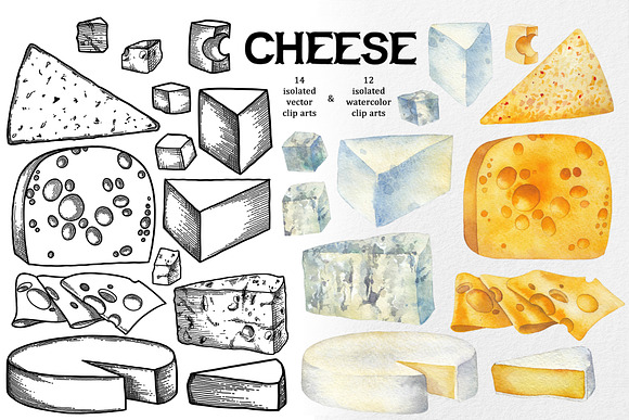 Cheese collection in Illustrations - product preview 1
