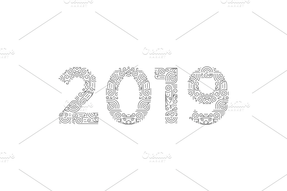 Number 2019 year patterned in Objects - product preview 8