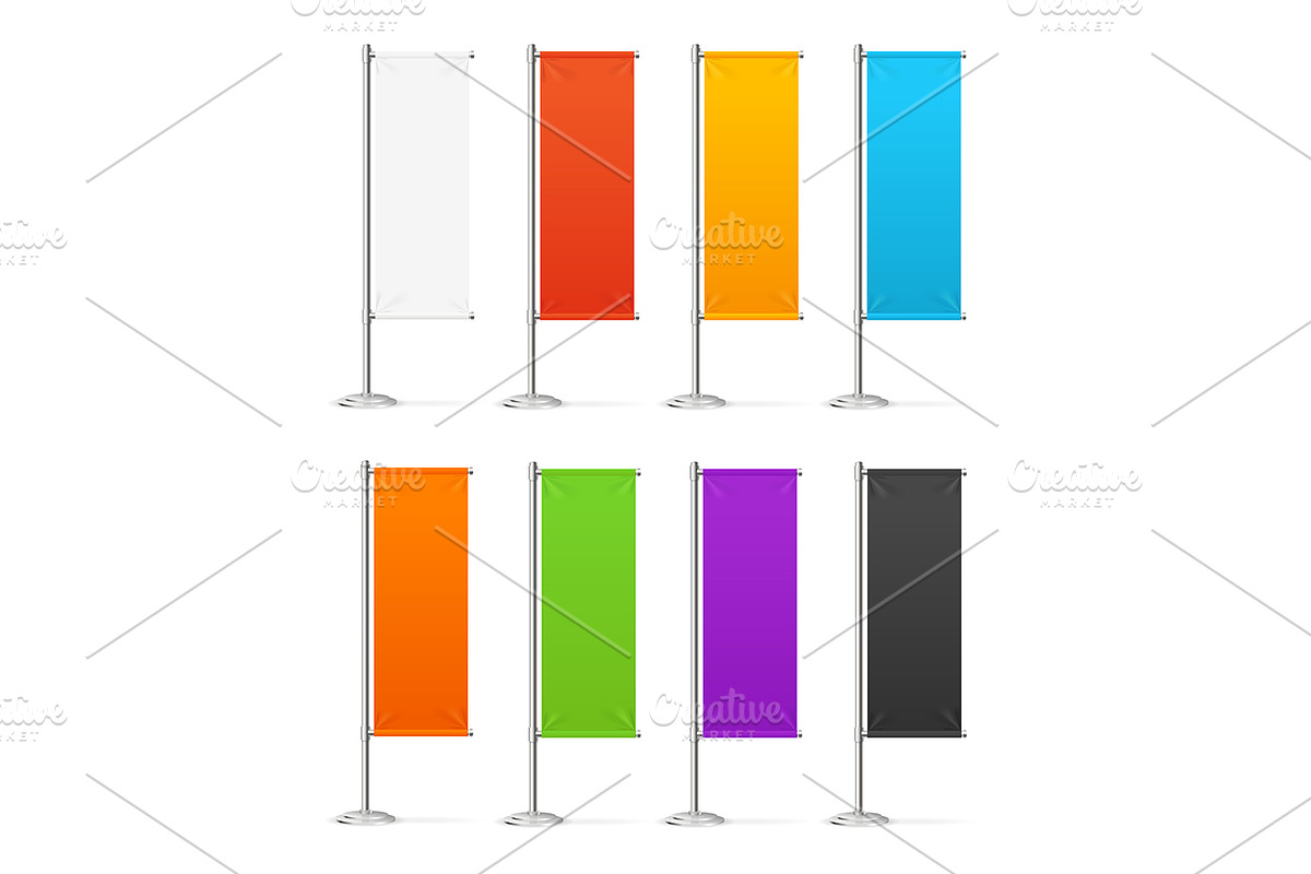 3d Advertising or Beach Flags Set.  in Objects - product preview 8