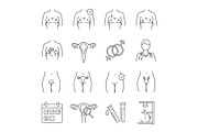 Gynecology linear icons set