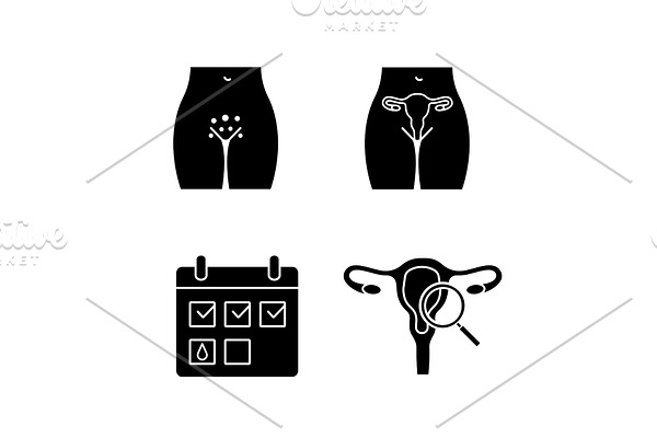 Gynecology glyph icons set