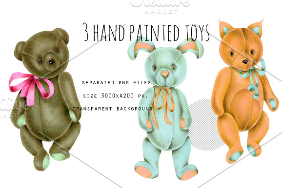 Vintage toys. Hand painted clip art. in Illustrations - product preview 1
