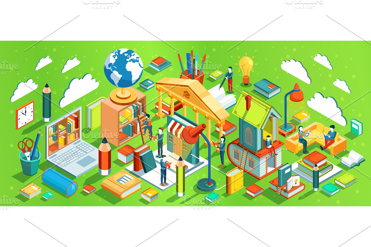 Education Isometric Concept  in Illustrations - product preview 8