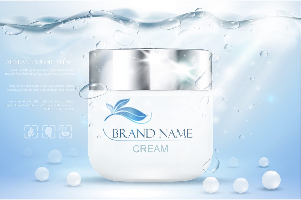 Aqua cream moisturizing cosmetic in Illustrations - product preview 8