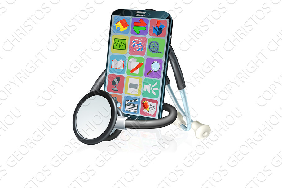 Mobile Phone Health Medical App in Illustrations - product preview 8