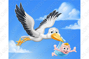 Stork Cartoon Pregnancy Myth Bird