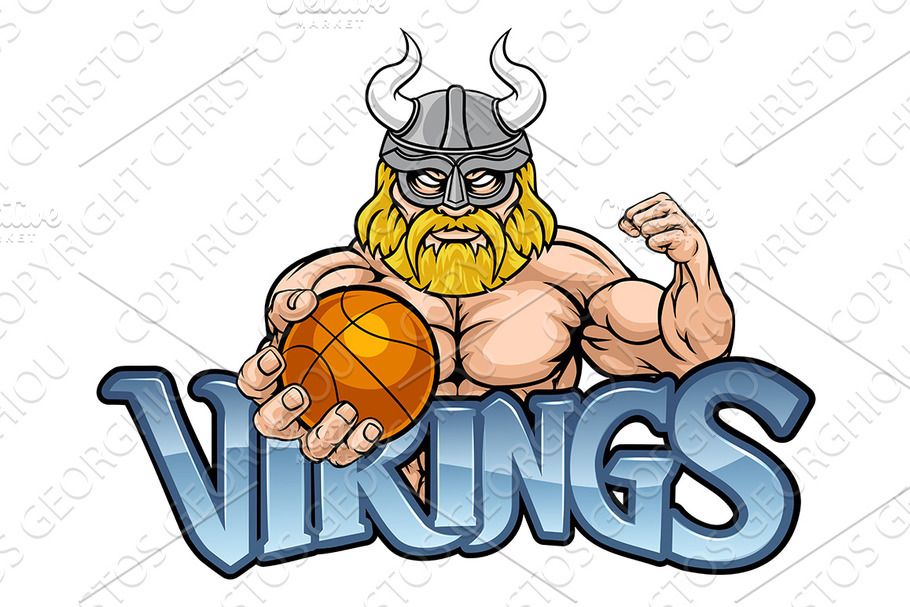 Viking Basketball Sports Mascot in Illustrations - product preview 8