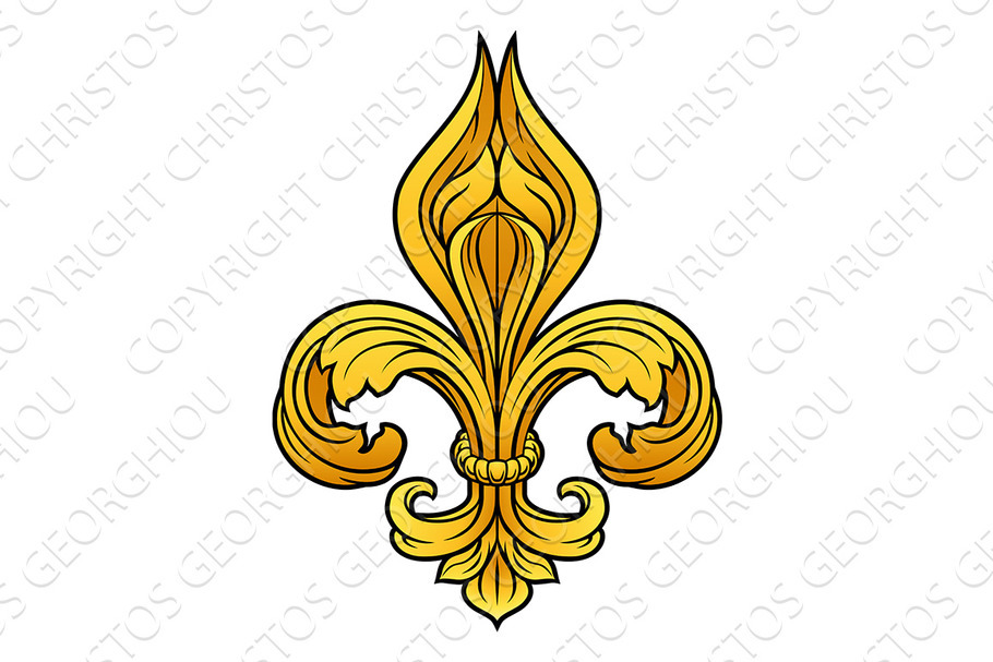 Fleur De Lis Gold Graphic Design in Illustrations - product preview 8