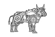 Mechanical bull animal engraving