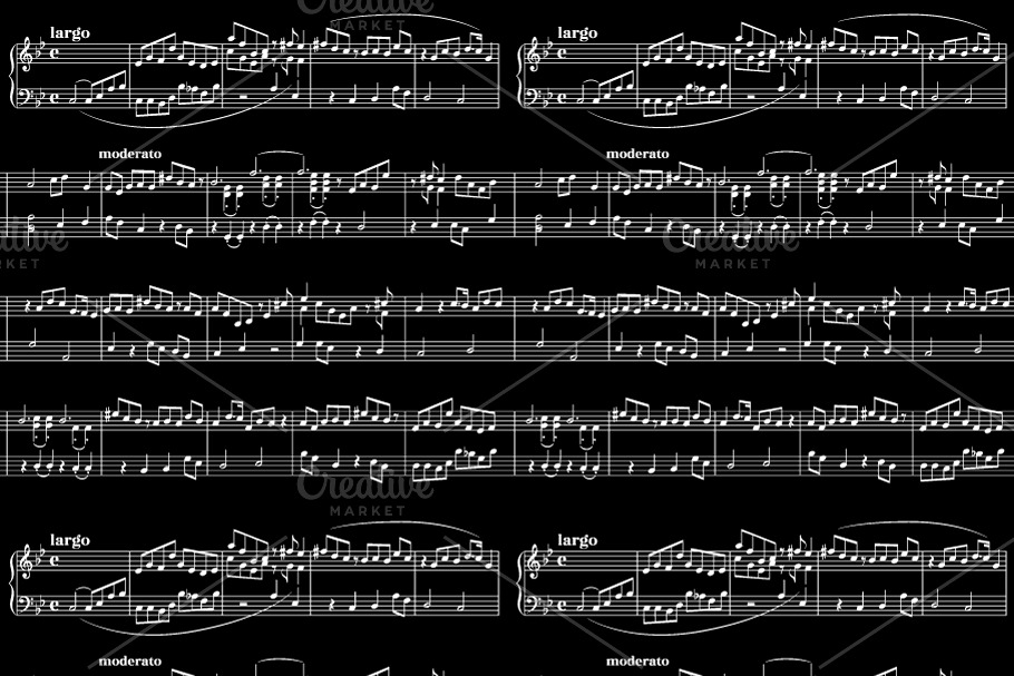 Abstract white music sheet on black