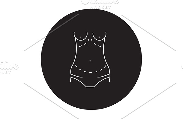 Abdominoplasty black vector concept