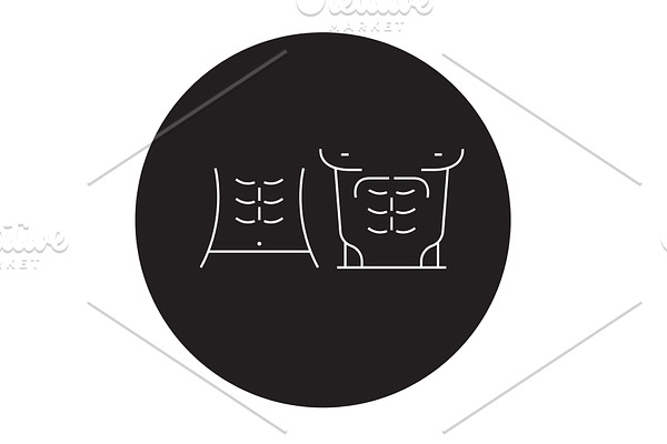 Abs muscules black vector concept