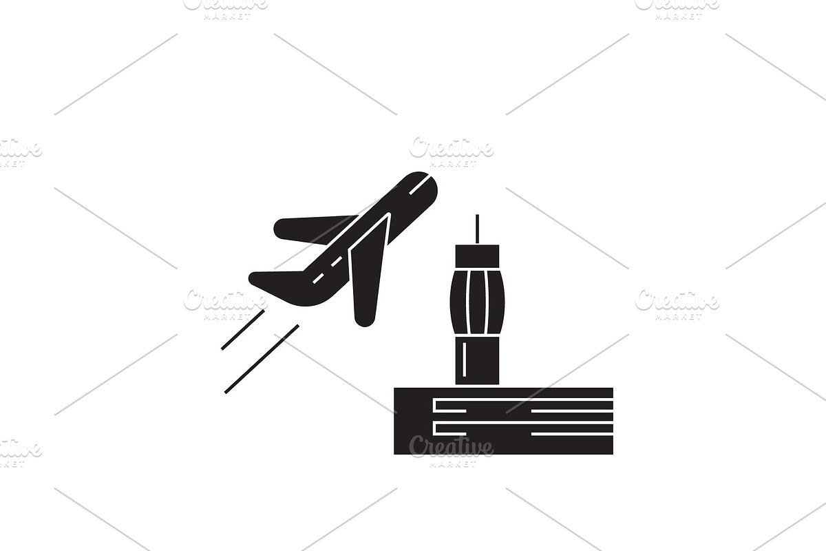 Airport black vector concept icon in Illustrations - product preview 8