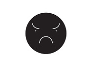 Angry emoji black vector concept