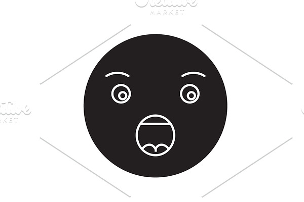 Anguished emoji black vector concept