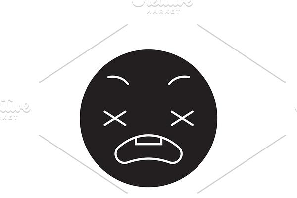 Anxious emoji black vector concept