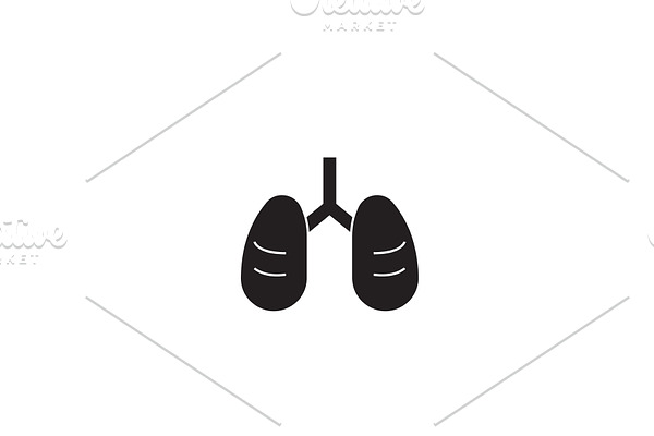 Asthma black vector concept icon