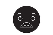 Astonished emoji black vector