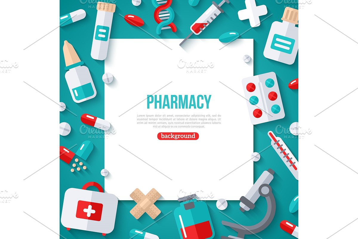 Pharmacy Banner Flat Icons in Illustrations - product preview 8