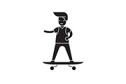 Boy skateboarding black vector