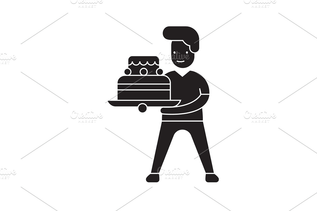 Boy with a cake black vector concept in Objects - product preview 8