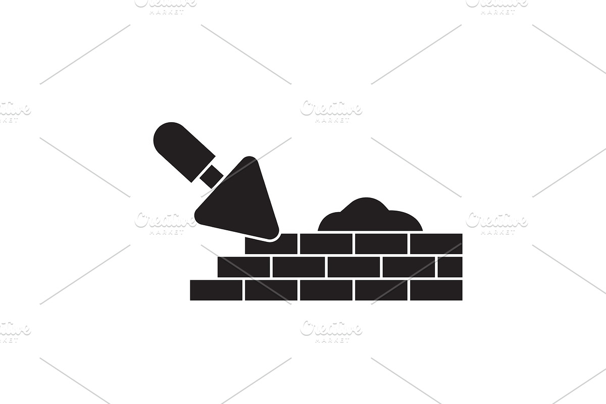 Brick laying masonry black vector in Textures - product preview 8