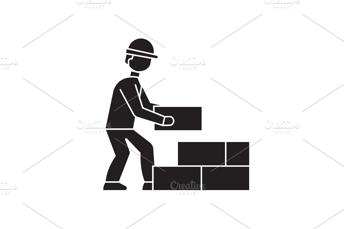 Bricklayer black vector concept icon in Objects - product preview 8