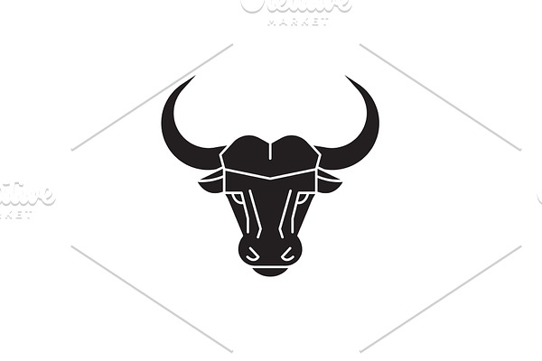 Buffalo head black vector concept