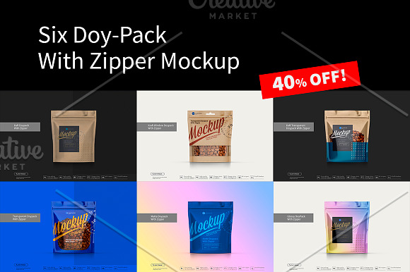Six Doy-Pack Mockup 40% OFF! in Product Mockups - product preview 7