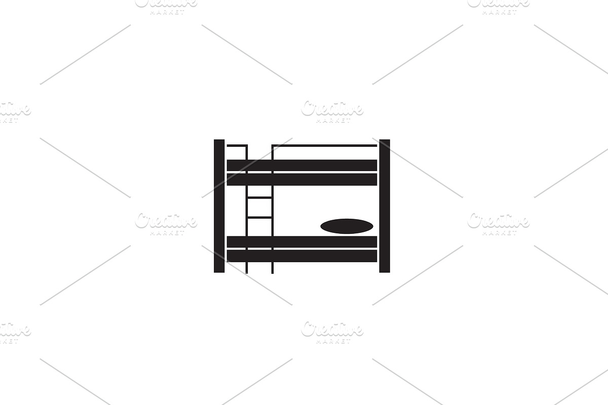 Bunk bed black vector concept icon in Objects - product preview 8