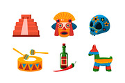 Mexico icons set, Mexican cultural