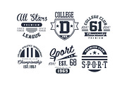 Sport college club logo design set