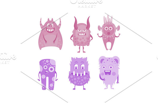 Colection of cute monsters, colored