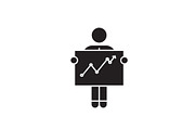 Businessman with growth graph black