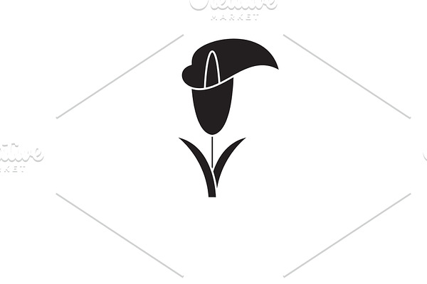 Calla lily black vector concept icon