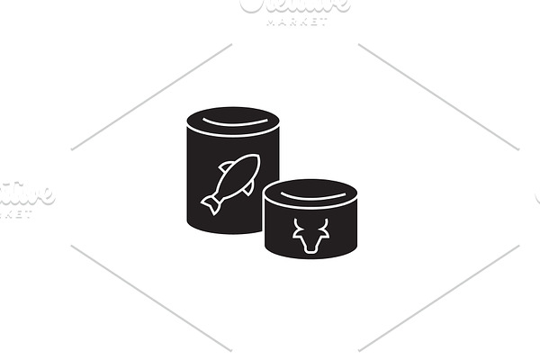 Canned goods black vector concept