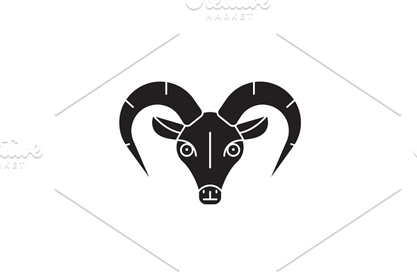 Capricorn black vector concept icon