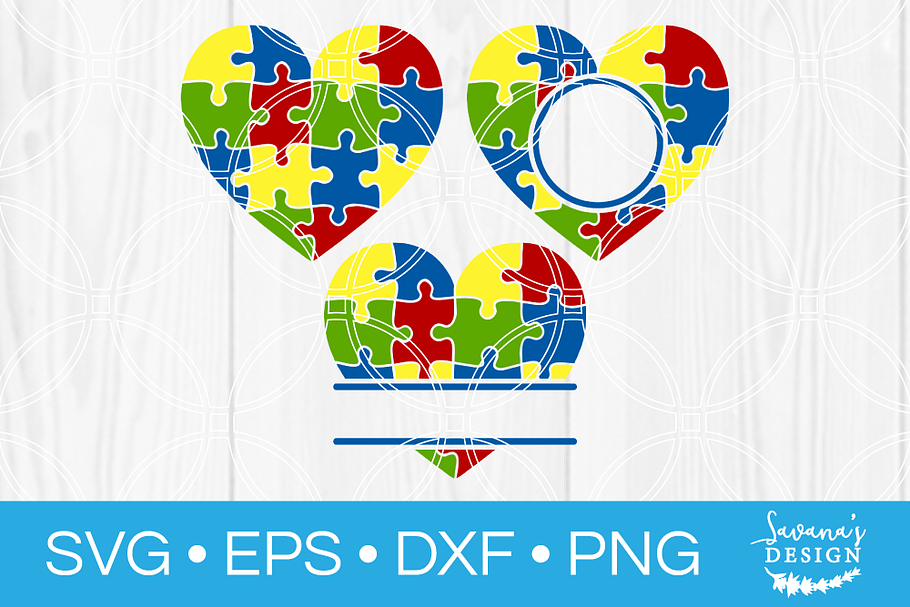 Autism Puzzle Hearts SVG