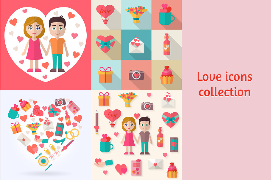 Love and Wedding icons collection in Illustrations - product preview 8