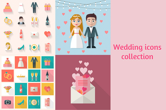 Love and Wedding icons collection in Illustrations - product preview 2
