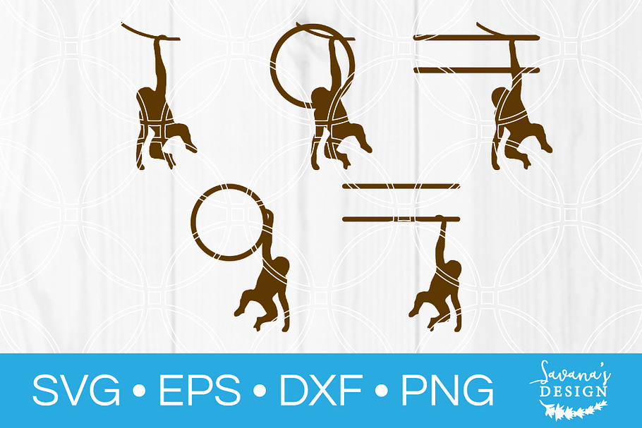 Hanging Monkey SVG Circle Monogram in Illustrations - product preview 8